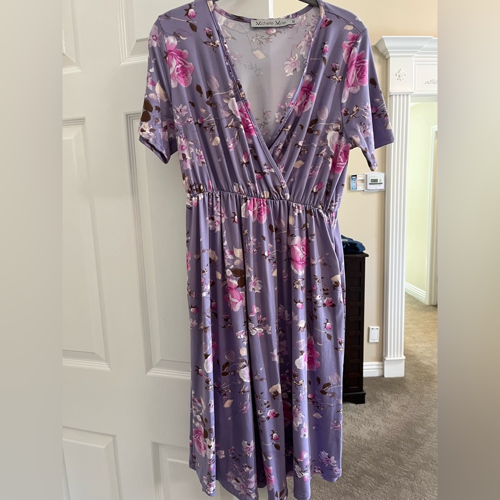 Michelle Mae Pink and White Flutter Sleeve Maxi Sundress
NWOT